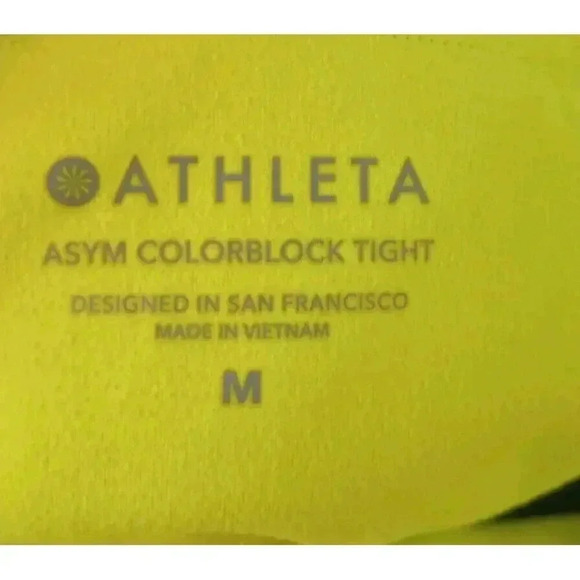 Athleta Asym ColorBlock Leggings‎ Black Gray Yellow Size Medium - Picture 5 of 8
